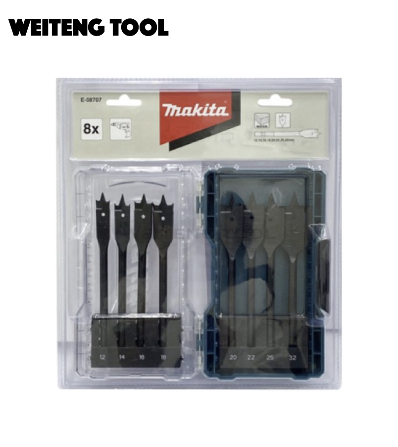牧田 E-08707 木工扁平鑽頭組 8件組