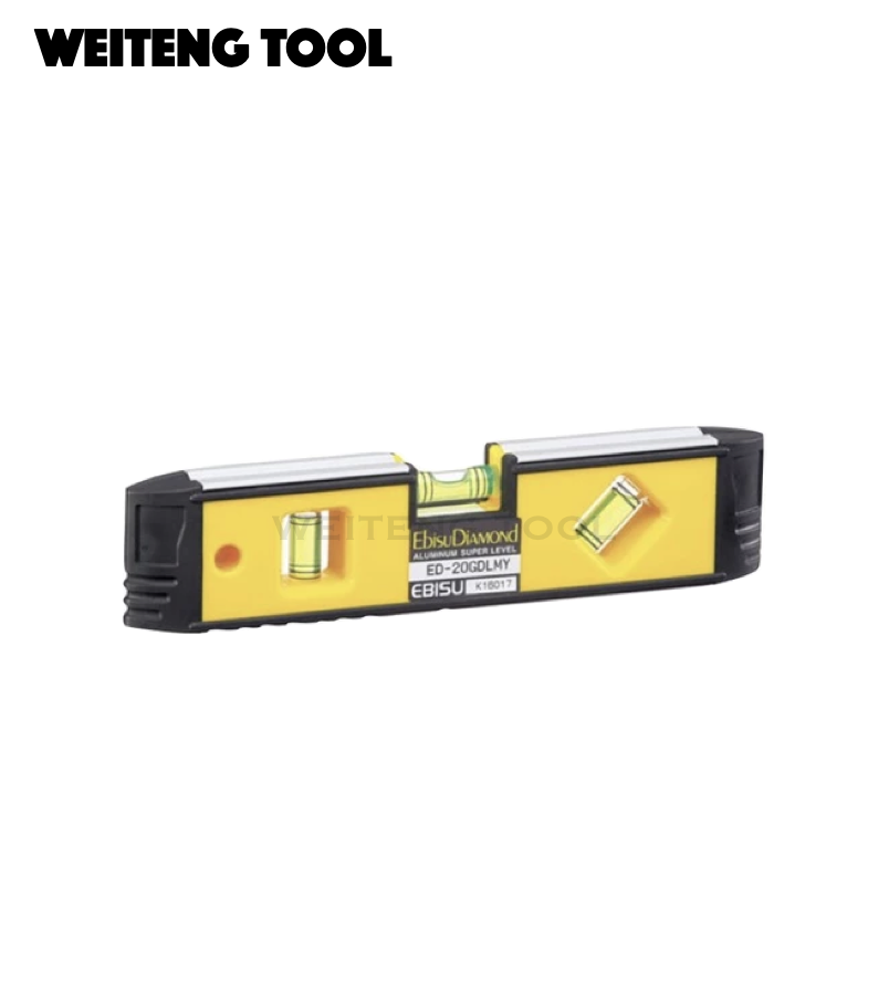日本 EBISU ED-20GDLMY 耐衝擊迷你水平尺 200mm 3倍超強力強磁水平儀
