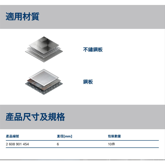 BOSCH博世 2608901454 超耐久不鏽鋼開孔器-6mm螺絲10入